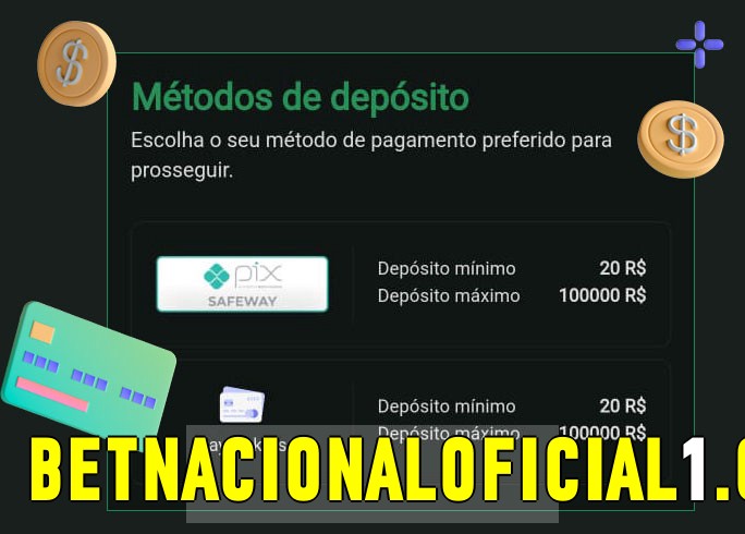 O cassino betnacionaloficial bet oferece uma grande variedade de métodos de pagamento